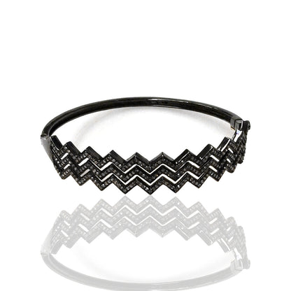 Diamond and Silver Black Rhodium Finish Bracelets