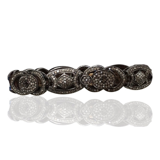 Diamond and Silver Black Rhodium Finish Bracelets .