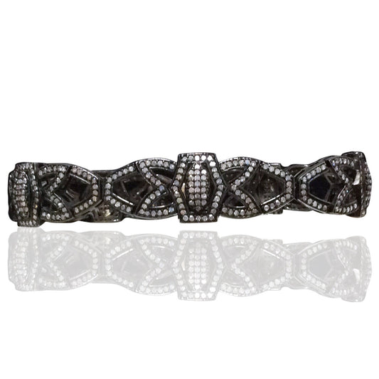 Diamond and Silver Black Rhodium Finish Bracelets .