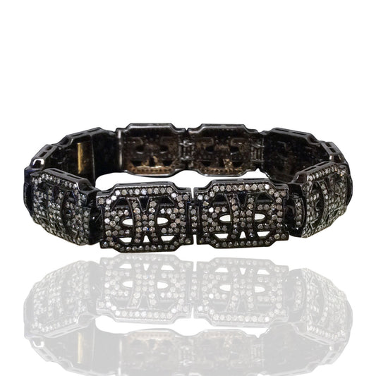 Diamond and Silver Black Rhodium Finish Bracelets