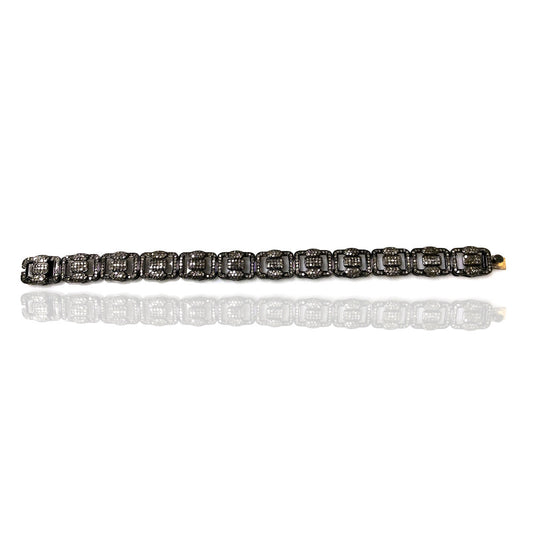 Diamond and Silver Black Rhodium Finish Bracelets .