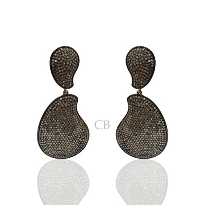 Diamond and Silver Black Rhodium Finish Earring.