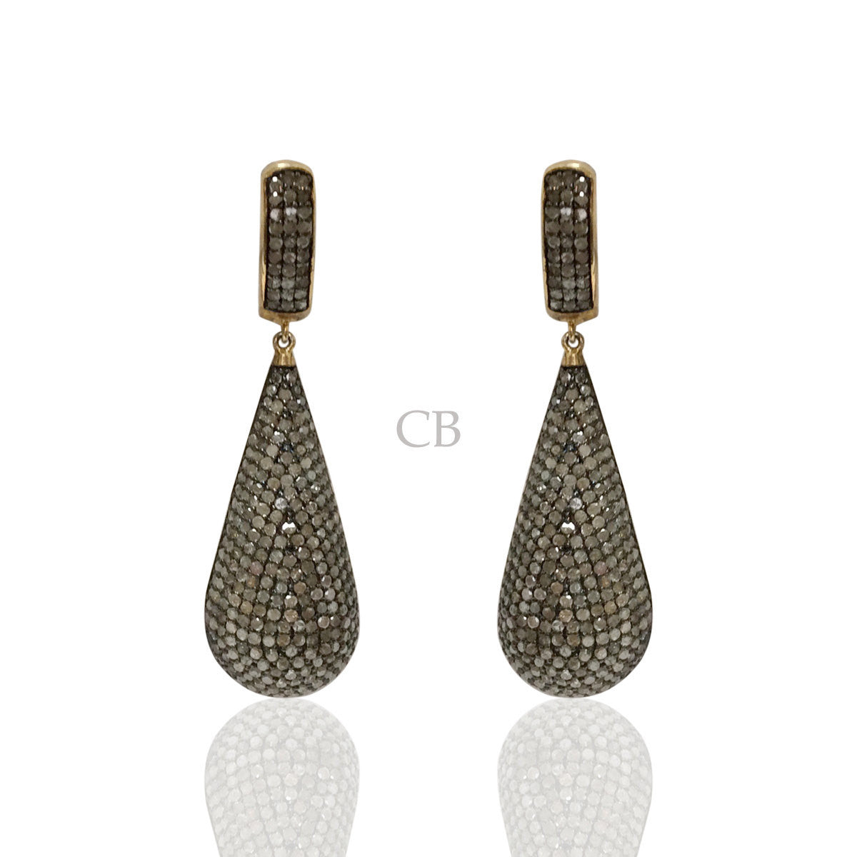 Diamond and Silver Black Rhodium Finish Earrings