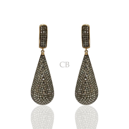 Diamond and Silver Black Rhodium Finish Earrings