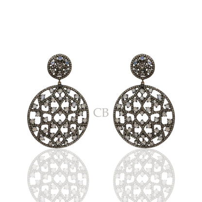 Diamond and Rainbow MoonStone Earrings