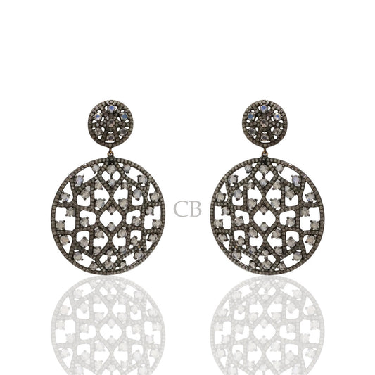 Diamond and Rainbow MoonStone Earrings