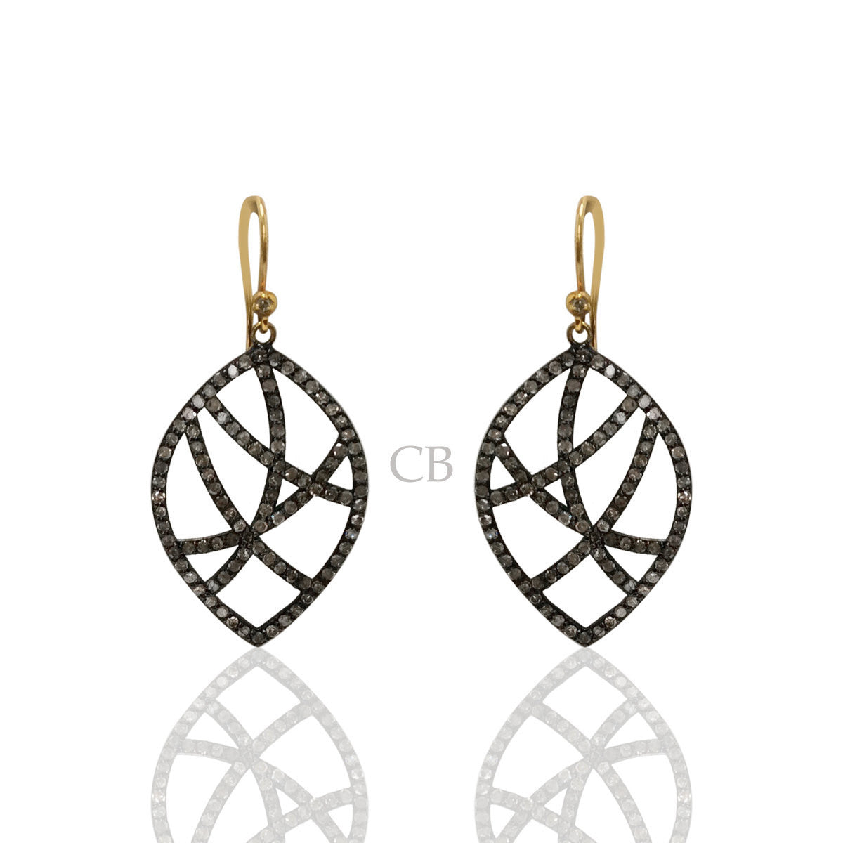 Diamond and Silver Black Rhodium Finish Earring
