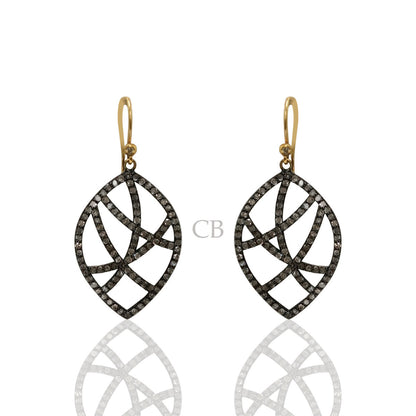 Diamond and Silver Black Rhodium Finish Earring