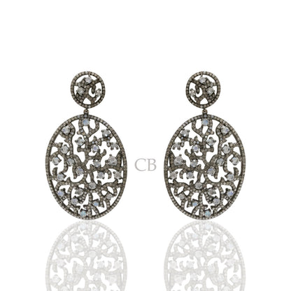 Rainbow Moon Stone Diamond Earring