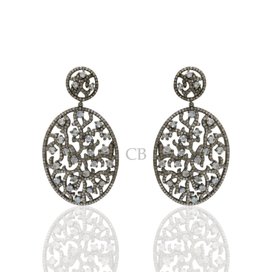 Rainbow Moon Stone Diamond Earring