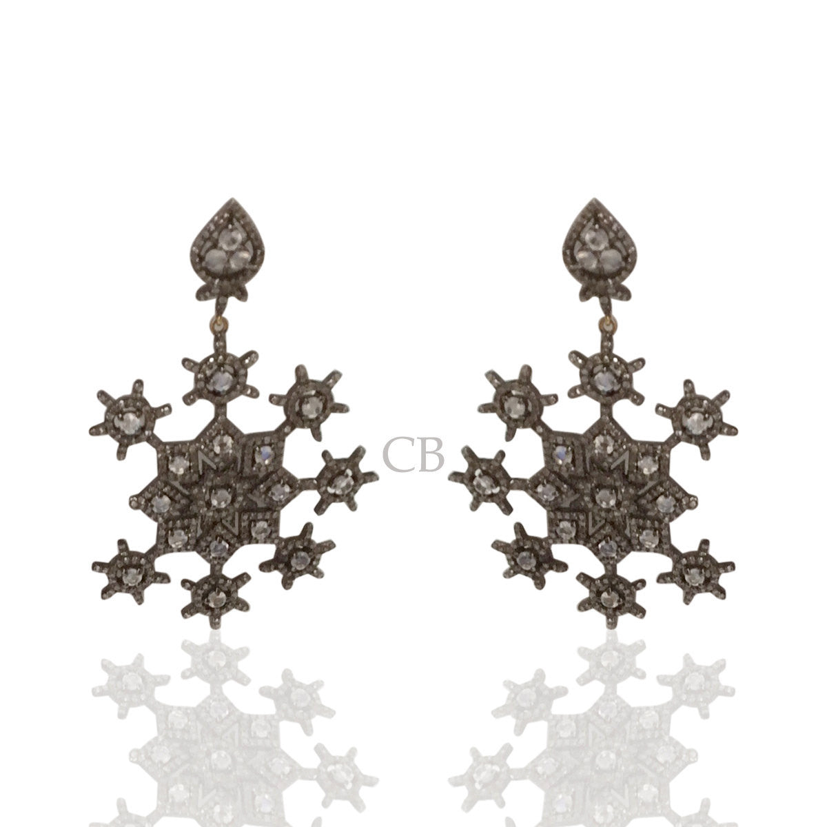 Diamond and Rainbow Moon Stone Earring