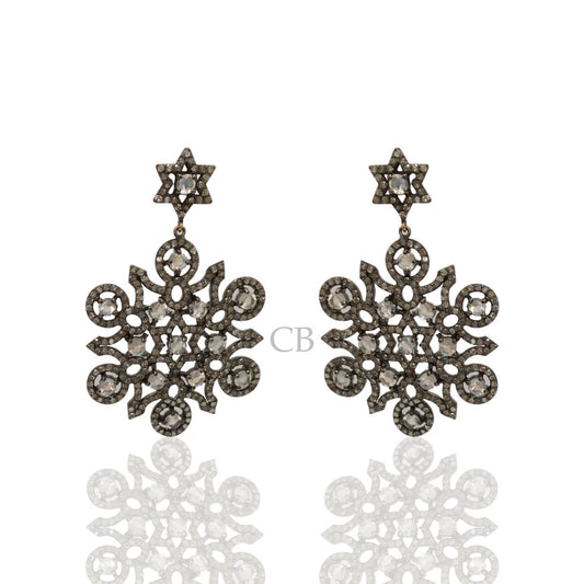 Diamond and White Rainbow Moon Stone Silver Earrings
