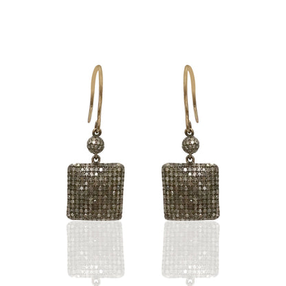 Diamond and Silver Black Rhodium Finish Earrings