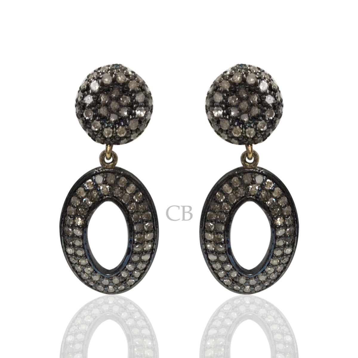 Diamond and Silver Black Rhodium Finish Earring