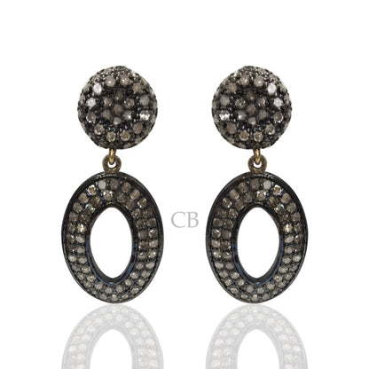 Diamond and Silver Black Rhodium Finish Earring