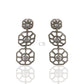 Diamond and Silver White Rainbow Moon Stone Black Rhodium Finish Earring