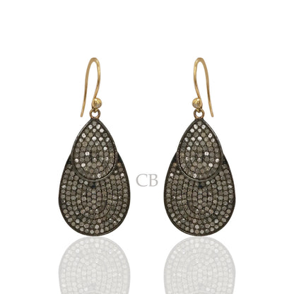 Flat Drop Shape Diamond Earrings