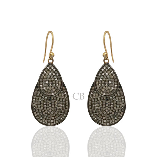 Flat Drop Shape Diamond Earrings
