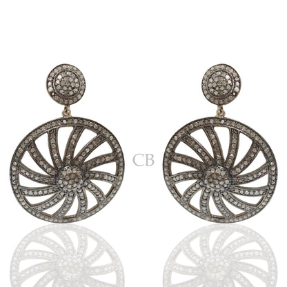 Diamond and Silver Black Rhodium Finish Earrings