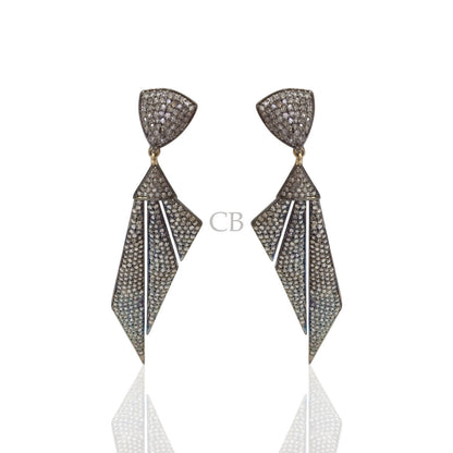 Diamond and Silver Black Rhodium Finish Earrings