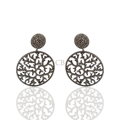 Diamond and Silver Black Rhodium Finish Earrings