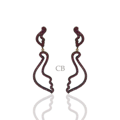 Ruby Silver Black Rhodium Finish Earrings