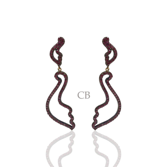 Ruby Silver Black Rhodium Finish Earrings