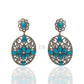 Diamond and Silver Turquoise Stone Black Rhodium Finish Earrings