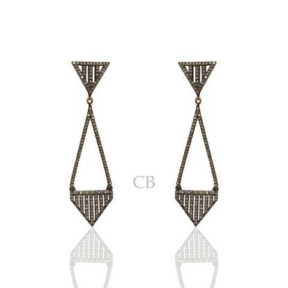 Diamond and Silver Black Rhodium Finish Earring.