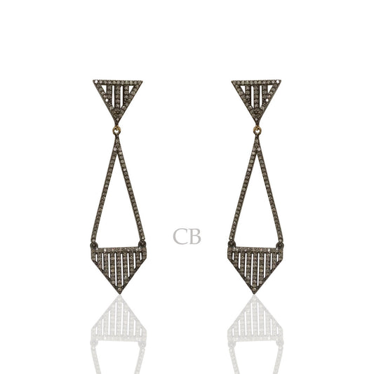 Diamond and Silver Black Rhodium Finish Earring.