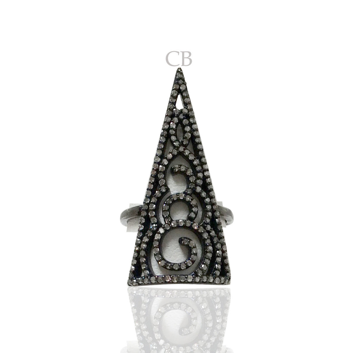 Diamond and Silver Black Rhodium Finish Rings