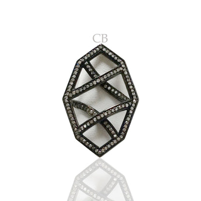 Designer Ring,Pave Diamond Ring,Diamond Ring,Pave Ring, Statement Ring, Oxidized Silver
