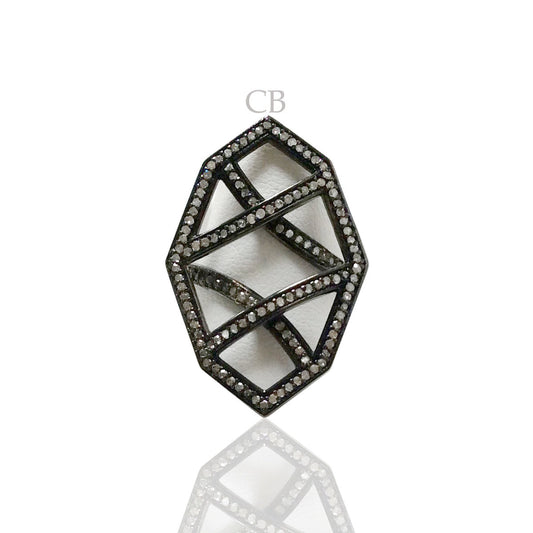 Designer Ring,Pave Diamond Ring,Diamond Ring,Pave Ring, Statement Ring, Oxidized Silver