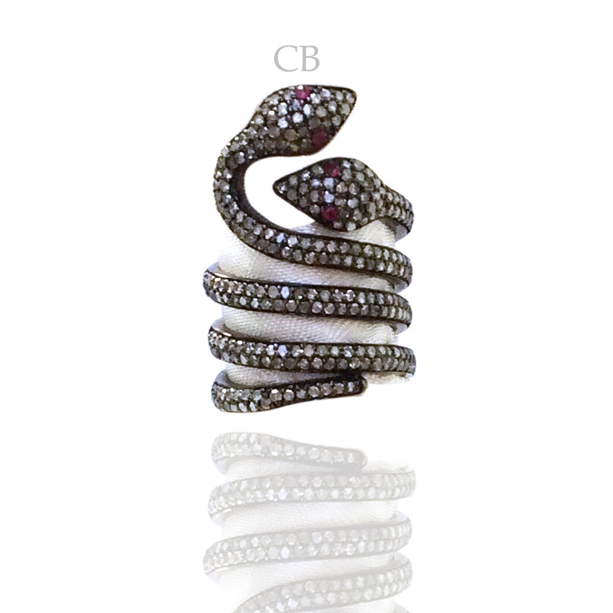 Diamond and Silver Ruby Stone Black Rhodium Finish Rings