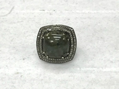 Labradorite Stone Diamond Ring