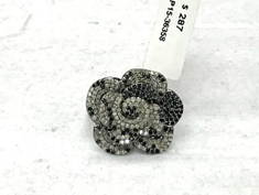 Flower Diamond Ring with Black Spinel