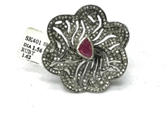 Flower Patel with Ruby Stone Diamond Ring