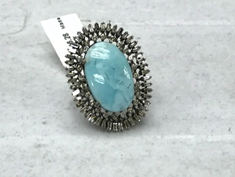 Larimar Oval Diamond Ring