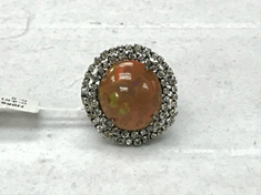 Orange Gemstone Diamond Ring Oval Shape