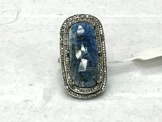 Rectangular Diamond Ring with Gemstone