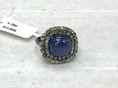 Square Diamond Ring with Sapphire Stone