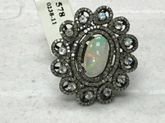 Fancy Shape Diamond Ring with Gemstone