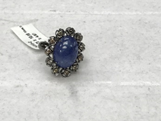 Sunburst Diamond Ring with Sapphire Stone