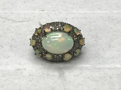 Diamond Oval Ring with Multi-Gemstones