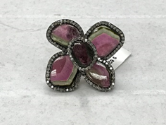 Flower Diamond Ring with Gemstones