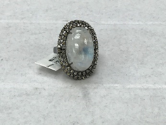 Oval Diamond Ring with Gemstone