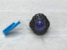 Tanzanite Diamond Ring with Black Rhodium