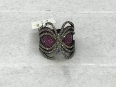 Butterfly Shape Diamond Ring with Ruby