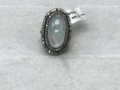 Oval Diamond Ring with Rainbow Moonstone