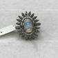Sunburst Diamond Ring with Opal Stone